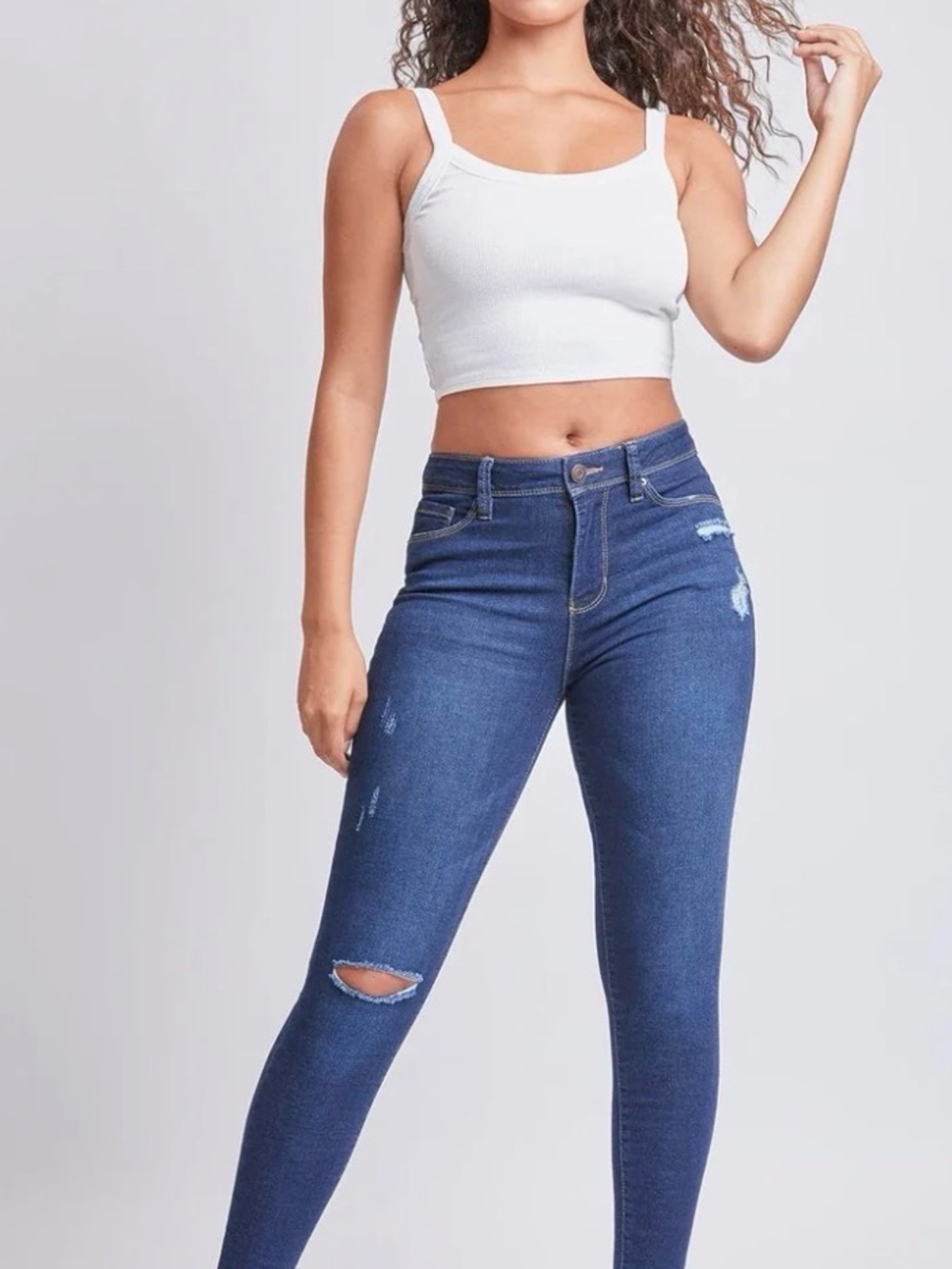 YMI Dark Blue High Rise Skinny Jeans with Light Distressing NWT